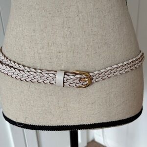 J. Crew Braided White Belt with Gold Buckle